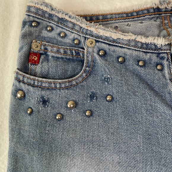 Vintage Mudd Clothing Women's Flare Blue Jeans size 1- Sm Stain, Missing Deco. - Picture 2 of 14